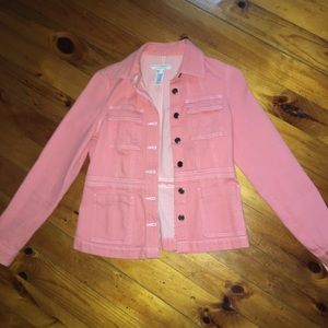 EUC Crazy Horse pink denim jacket size small cute!